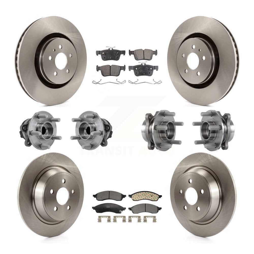 Front Rear Hub Bearing Disc Brake Rotor Pad Kit (10Pc) For 2022-2023 Lincoln Nautilus FWD KBB-129935