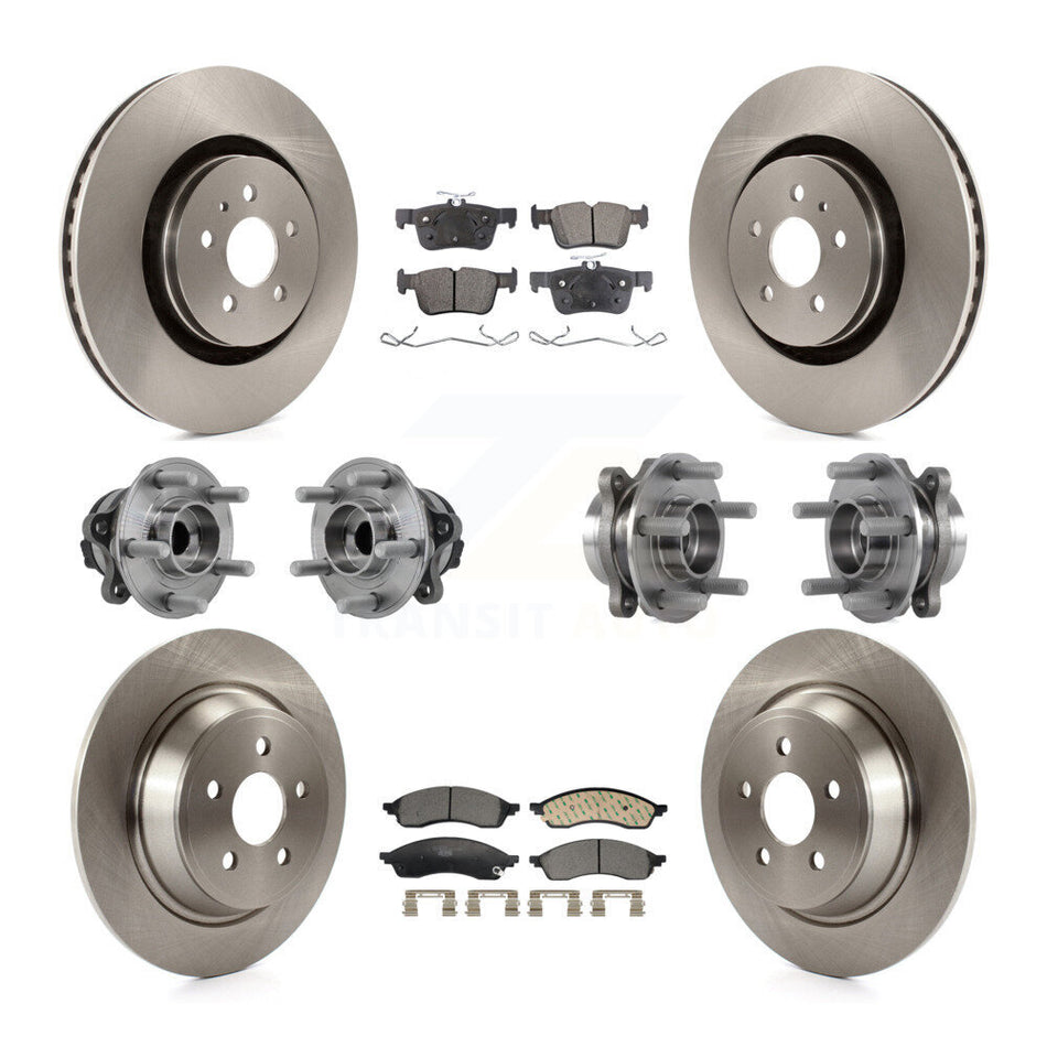 Front Rear Hub Bearing Disc Brake Rotor Pad Kit (10Pc) For 2022-2023 Lincoln Nautilus FWD KBB-129935