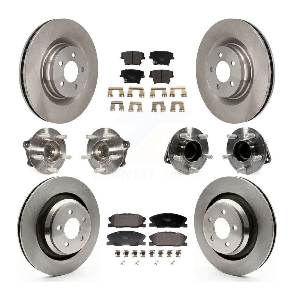 Front Rear Hub Bearings Disc Brake Rotors And Ceramic Pads Kit (10Pc) For Dodge Charger KBB-129947