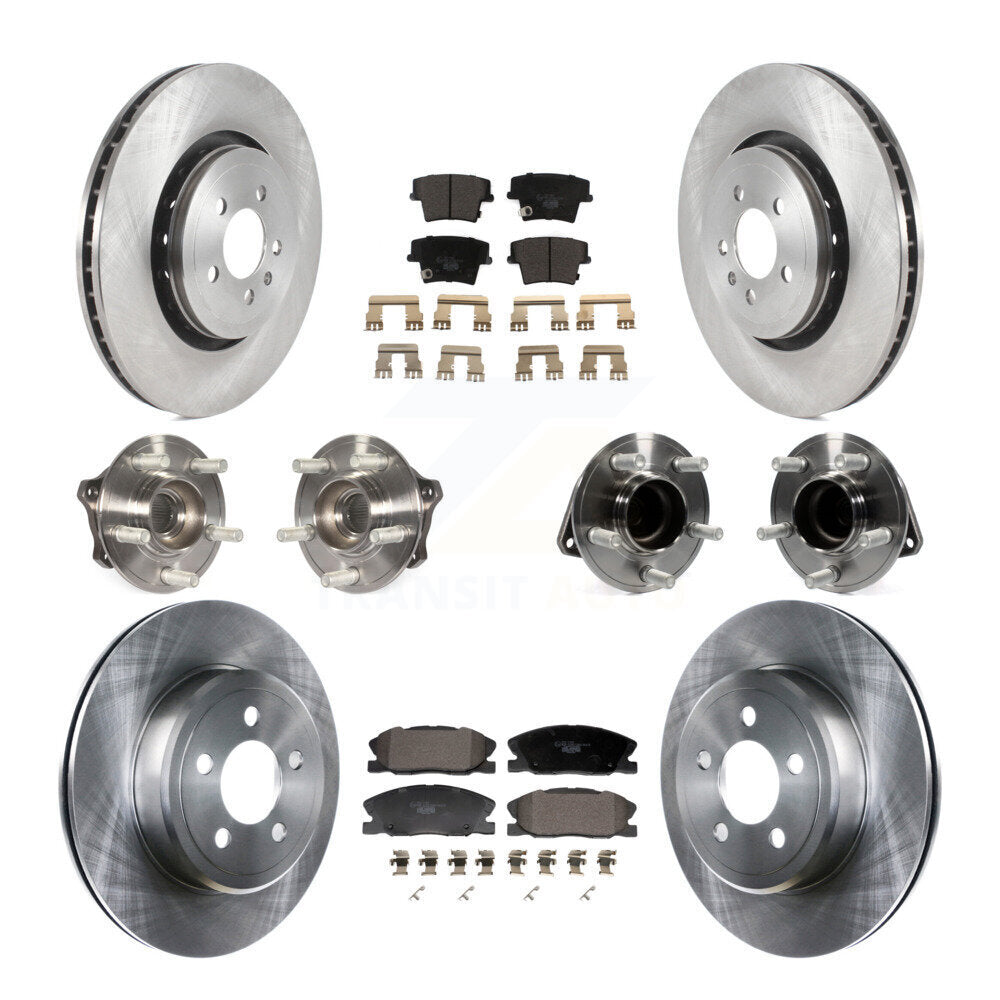 Front Rear Hub Bearing Brake Rotor & Pad Kit (10Pc) For 17-18 Dodge Charger RWD with 5.7L KBB-129952