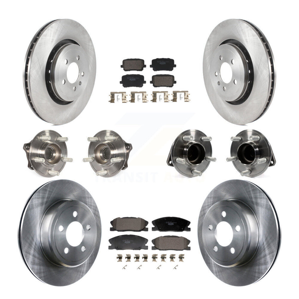 Front Rear Hub Bearing Brake Rotor & Pad Kit (10Pc) For 17-18 Dodge Charger RWD with 5.7L KBB-129953