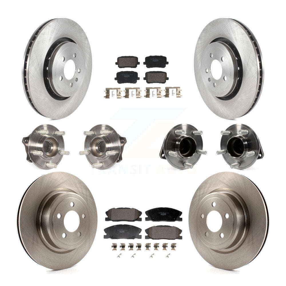 Front Rear Hub Bearing Disc Brake Rotor Pad Kit (10Pc) For Dodge Charger Pursuit with RWD KBB-129955