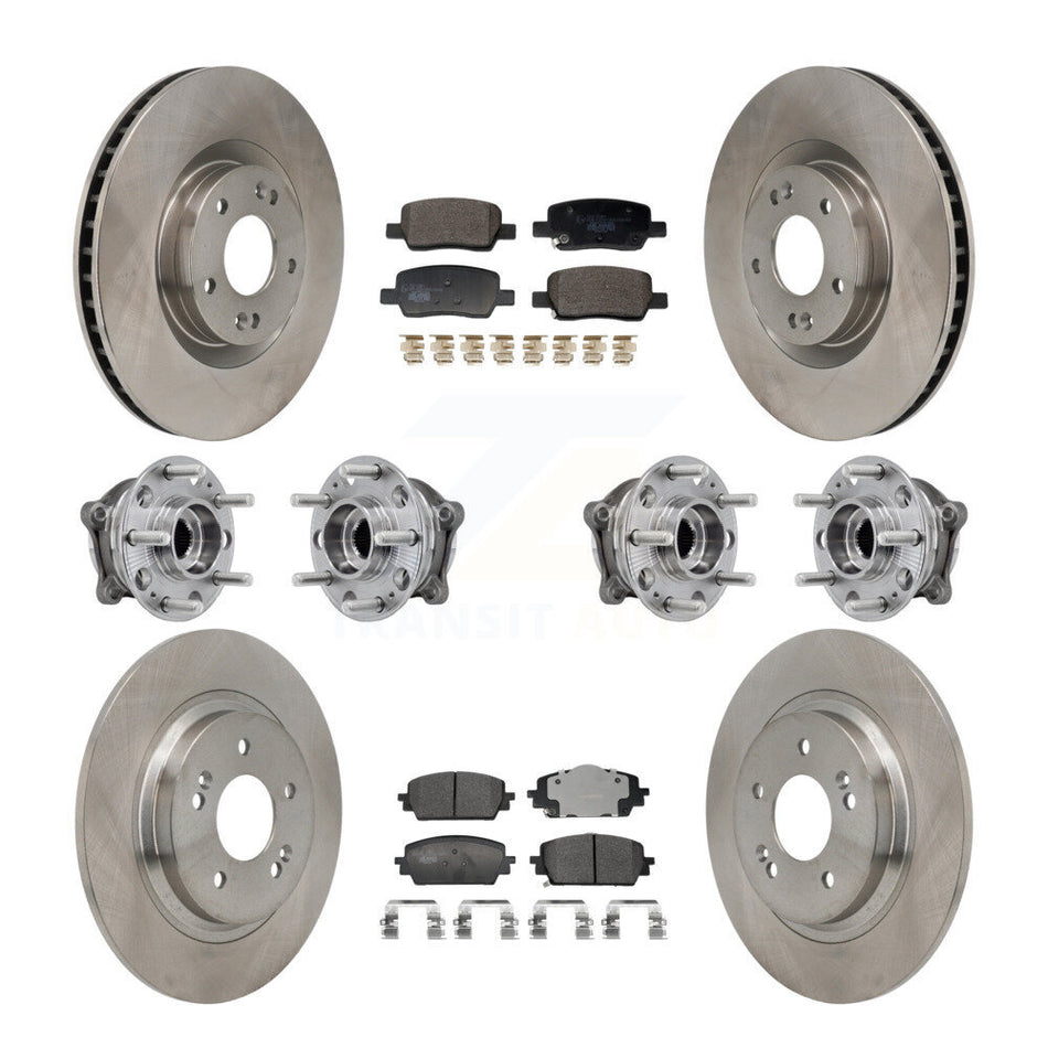 Front Rear Hub Bearing Disc Brake Rotor & Pad Kit (10Pc) For Hyundai Santa Fe Kia Sorento KBB-129963