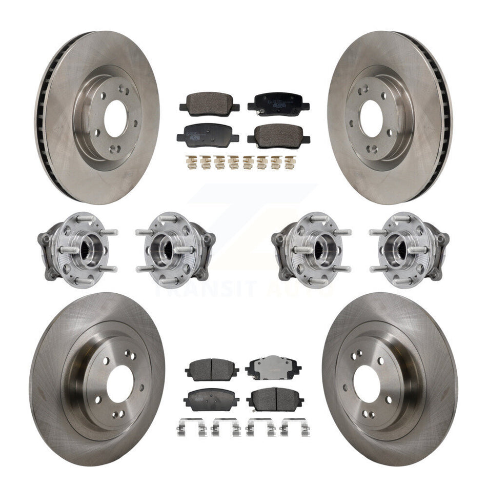 Front Rear Hub Bearing Brake Rotor & Pads Kit (10Pc) For 2022-2024 Hyundai Santa Cruz AWD KBB-129965