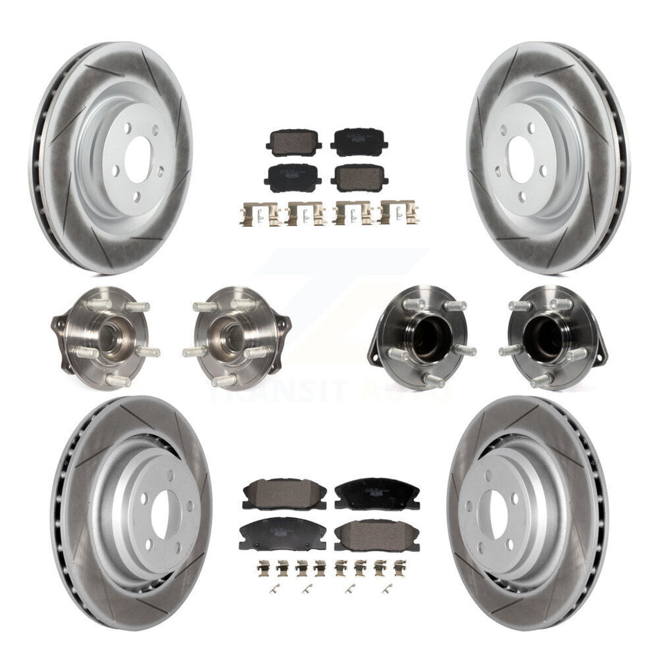 Front Rear Hub Bearings Coated Disc Brake Rotors And Pads Kit (10Pc) For Dodge Charger KBB-129998