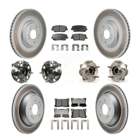 Front Rear Hub Bearing Coated Disc Brake Rotor Pad Kit (10Pc) For 2012-2016 Hyundai Equus KBB-130027