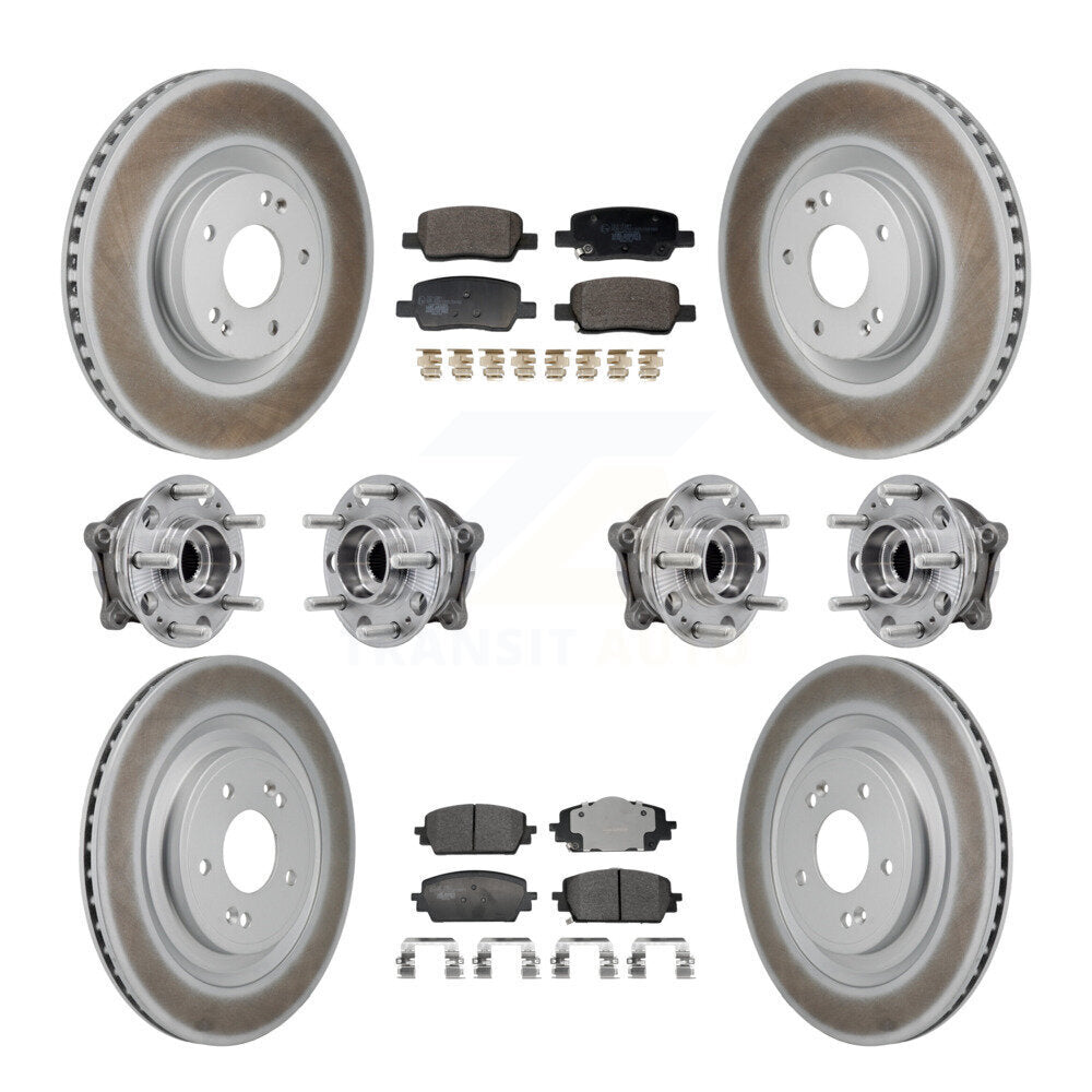 Front Rear Hub Bearing Coated Brake Rotor Pad Kit (10Pc) For Hyundai Santa Fe Kia Sorento KBB-130034