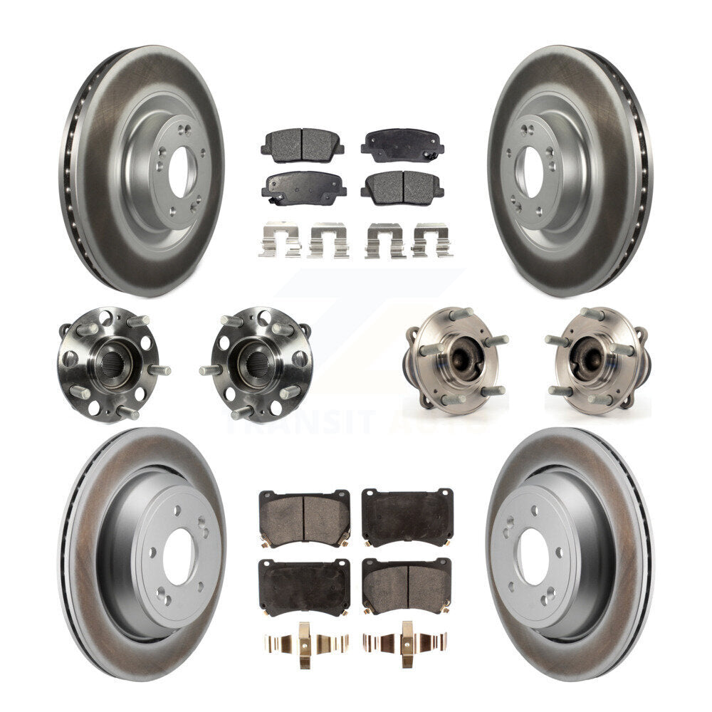 Front Rear Hub Bearing Coated Disc Brake Rotor And Pads Kit (10Pc) For 2011 Hyundai Equus KBB-130043