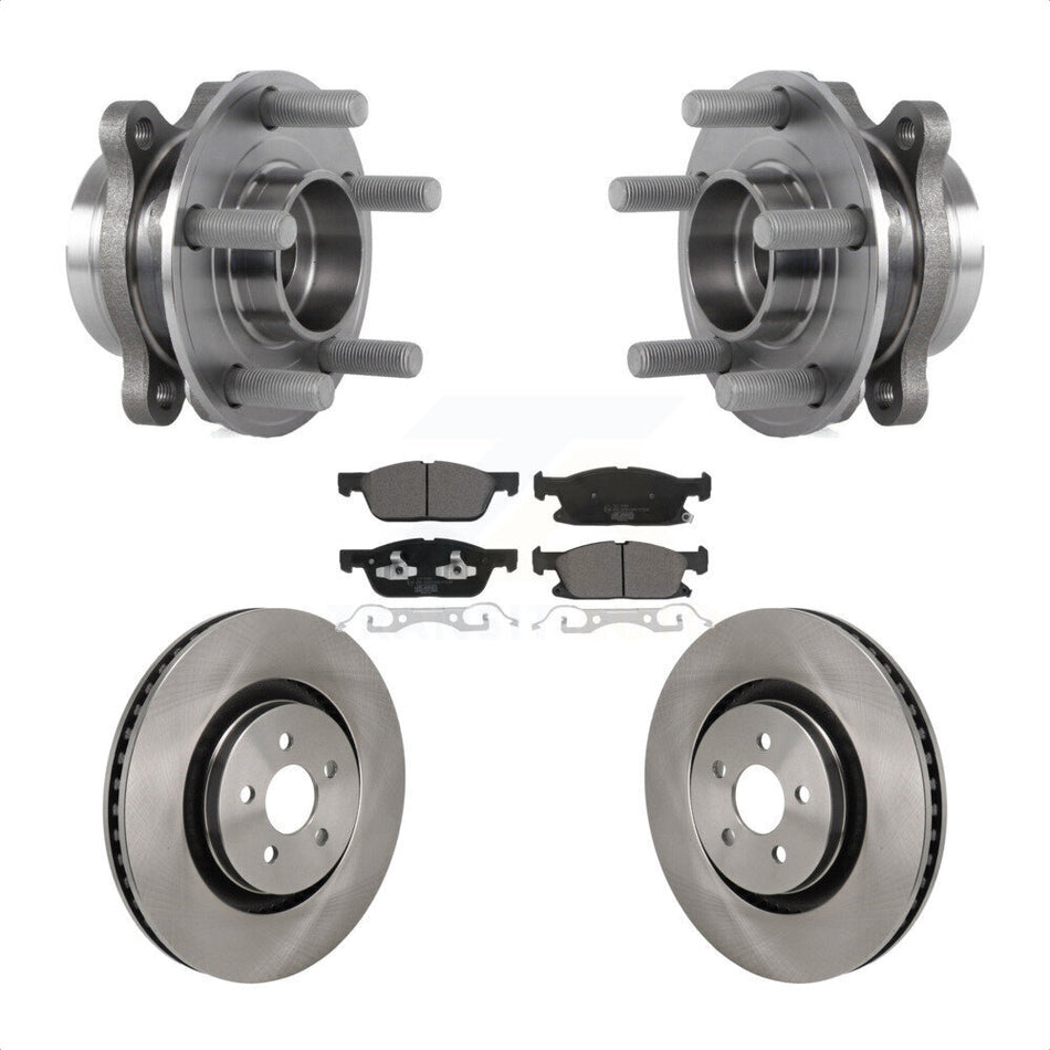 Front Hub Bearing Brake Rotor Pads Kit For 20-24 Ford Edge 2.7L With Red Painted Calipers KBB-130061