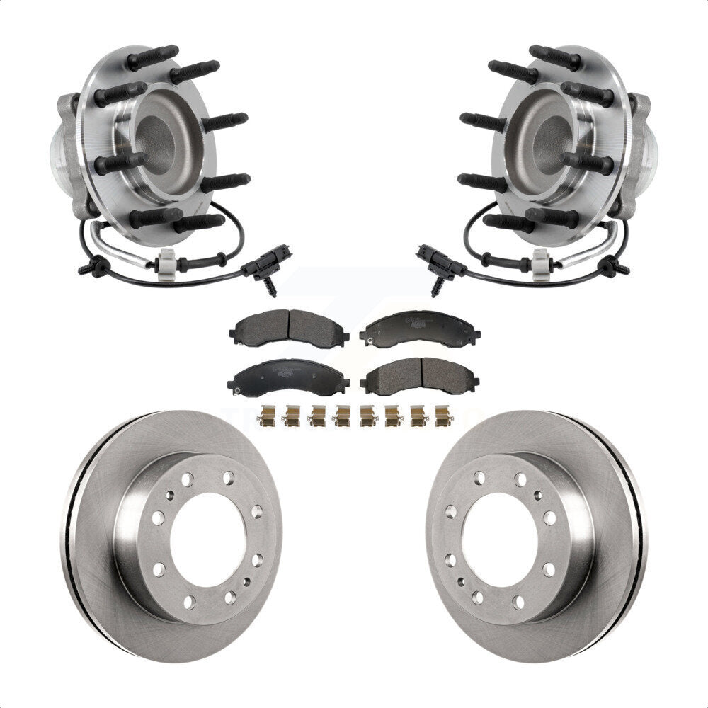 Front Hub Bearing Assembly Disc Brake Rotor And Ceramic Pads Kit For 2021 GMC Savana 4500 KBB-130068