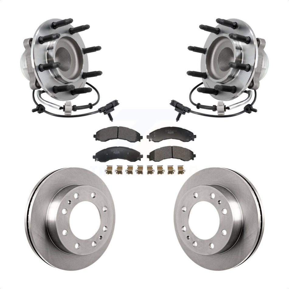 Front Hub Bearing Assembly Disc Brake Rotor And Ceramic Pads Kit For 2021 GMC Savana 4500 KBB-130068