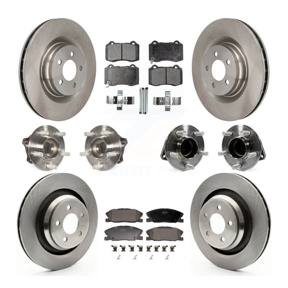 Front Rear Hub Bearings Assembly Disc Brake Rotors And Pads Kit (10Pc) For Dodge Charger KBB-130086