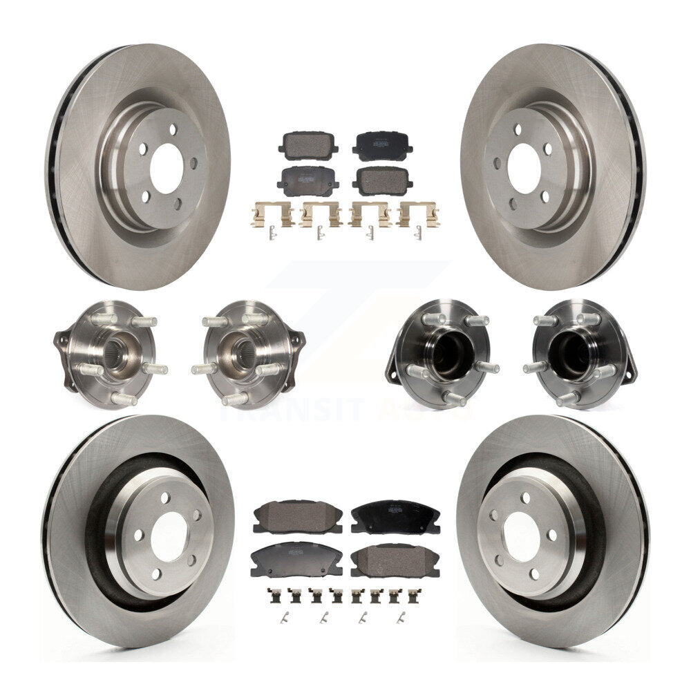 Front Rear Hub Bearings Assembly Disc Brake Rotors And Pads Kit (10Pc) For Dodge Charger KBB-130087