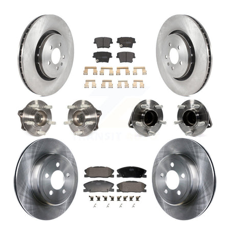 Front Rear Hub Bearing Brake Rotor & Pad Kit (10Pc) For 17-18 Dodge Charger RWD with 5.7L KBB-130090