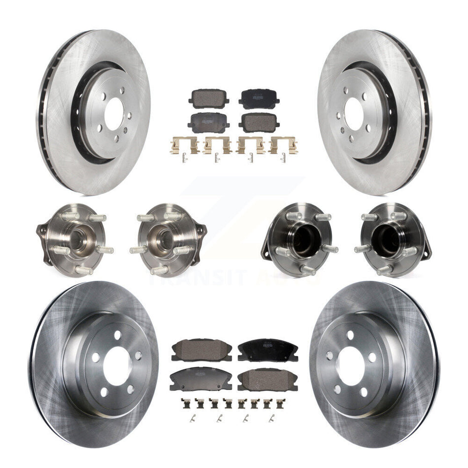 Front Rear Hub Bearing Brake Rotor & Pad Kit (10Pc) For 17-18 Dodge Charger RWD with 5.7L KBB-130091