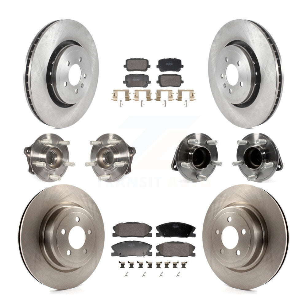 Front Rear Hub Bearing Disc Brake Rotor Pad Kit (10Pc) For Dodge Charger Pursuit with RWD KBB-130093