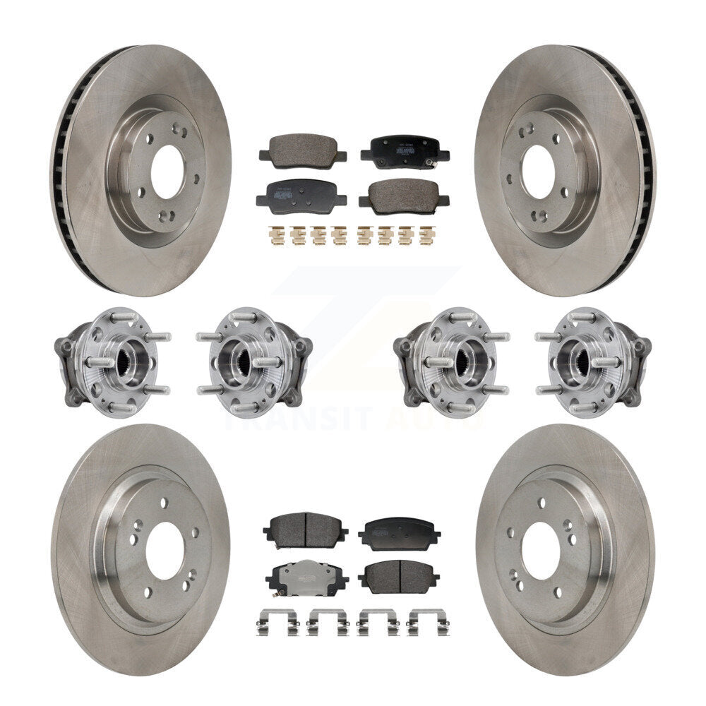 Front Rear Hub Bearing Disc Brake Rotor & Pad Kit (10Pc) For Hyundai Santa Fe Kia Sorento KBB-130100