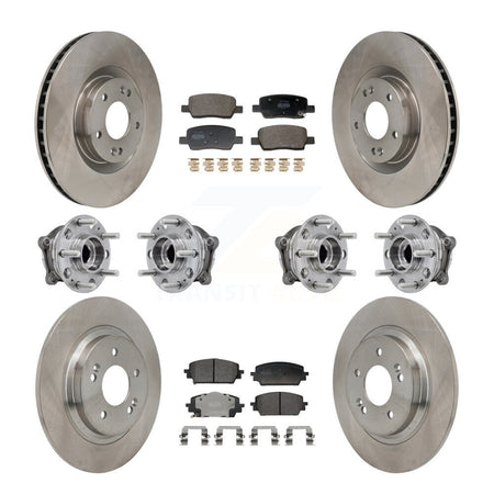 Front Rear Hub Bearing Disc Brake Rotor & Pad Kit (10Pc) For Hyundai Santa Fe Kia Sorento KBB-130100
