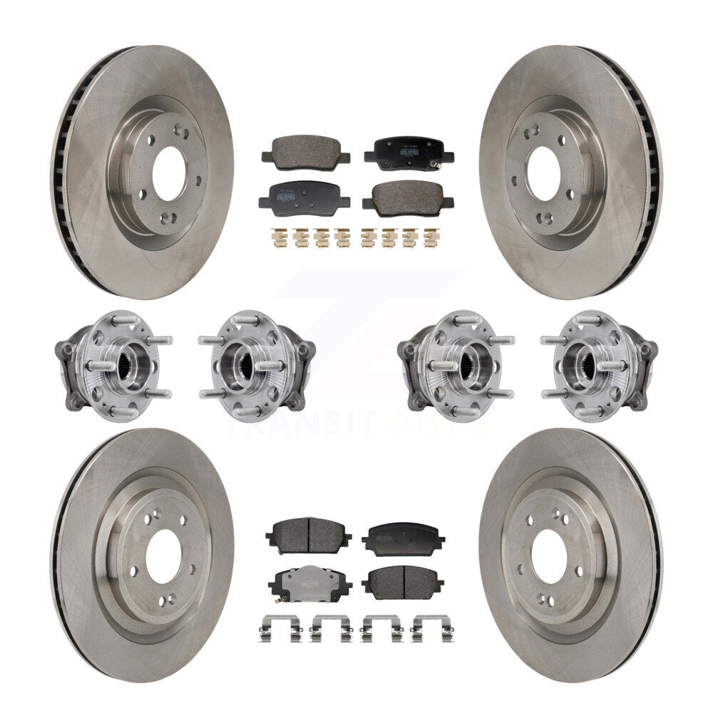 Front Rear Hub Bearing Disc Brake Rotor & Pad Kit (10Pc) For Hyundai Santa Fe Kia Sorento KBB-130101