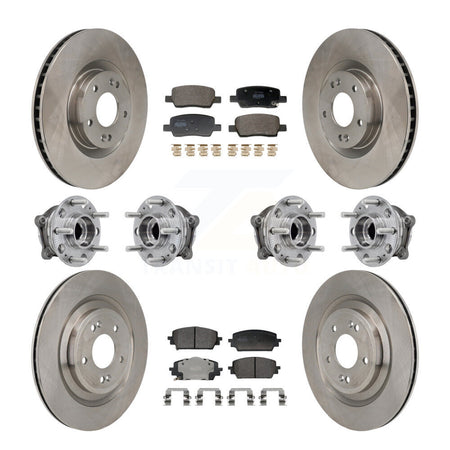 Front Rear Hub Bearing Disc Brake Rotor & Pad Kit (10Pc) For Hyundai Santa Fe Kia Sorento KBB-130101
