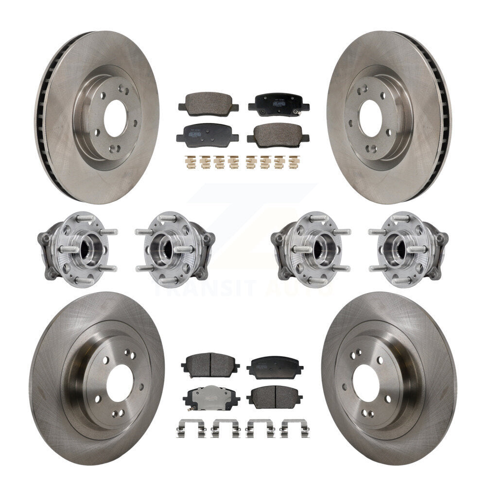 Front Rear Hub Bearing Brake Rotor & Pads Kit (10Pc) For 2022-2024 Hyundai Santa Cruz AWD KBB-130102