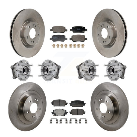 Front Rear Hub Bearing Brake Rotor & Pads Kit (10Pc) For 2022-2024 Hyundai Santa Cruz AWD KBB-130102