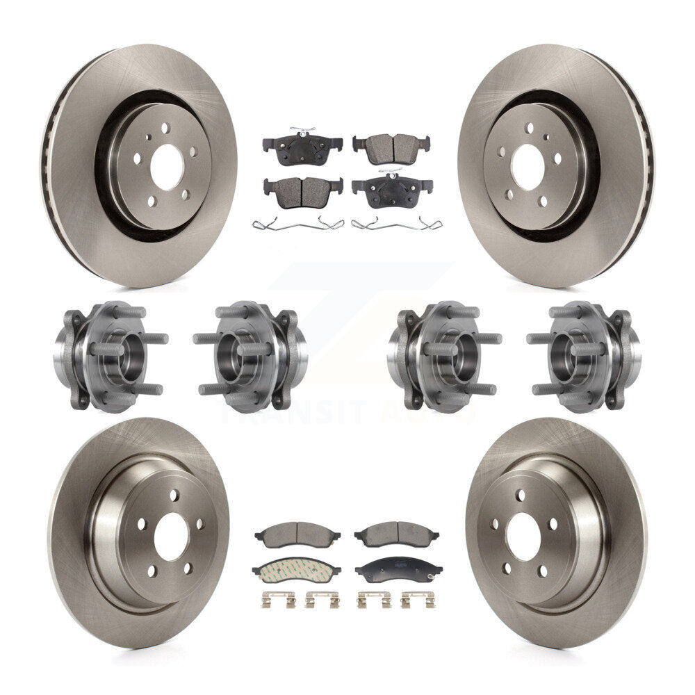 Front Rear Hub Bearing Disc Brake Rotor Pad Kit (10Pc) For 2022-2023 Lincoln Nautilus AWD KBB-130103
