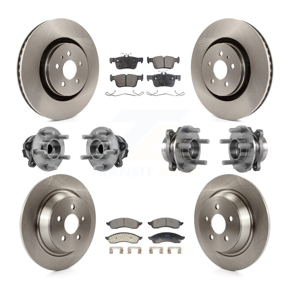 Front Rear Hub Bearing Disc Brake Rotor Pad Kit (10Pc) For 2022-2023 Lincoln Nautilus FWD KBB-130104