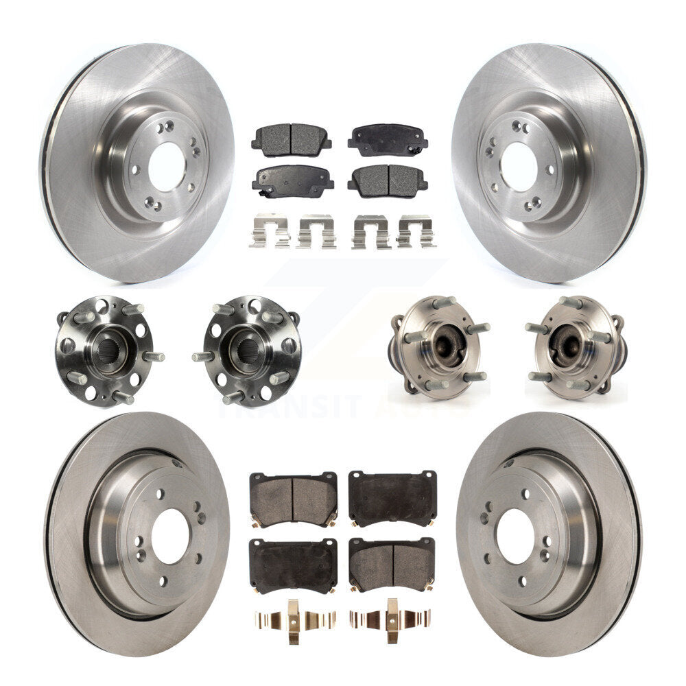 Front Rear Hub Bearings Disc Brake Rotors And Pads Kit (10Pc) For 2011 Hyundai Equus KBB-130110