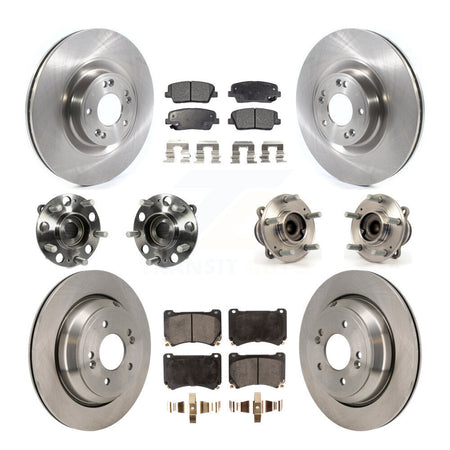 Front Rear Hub Bearings Disc Brake Rotors And Pads Kit (10Pc) For 2011 Hyundai Equus KBB-130110
