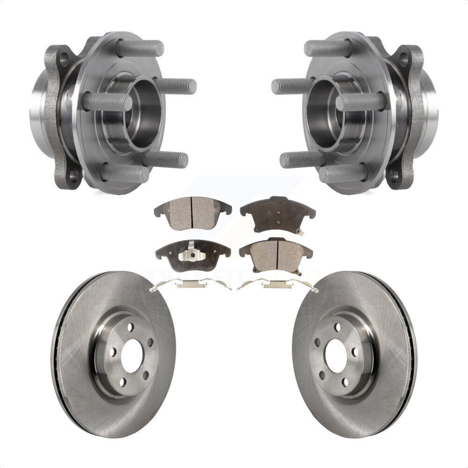 Front Hub Bearing Assembly Disc Brake Rotors And Pads Kit For 2017-2020 Lincoln MKZ 2.0L KBB-130124