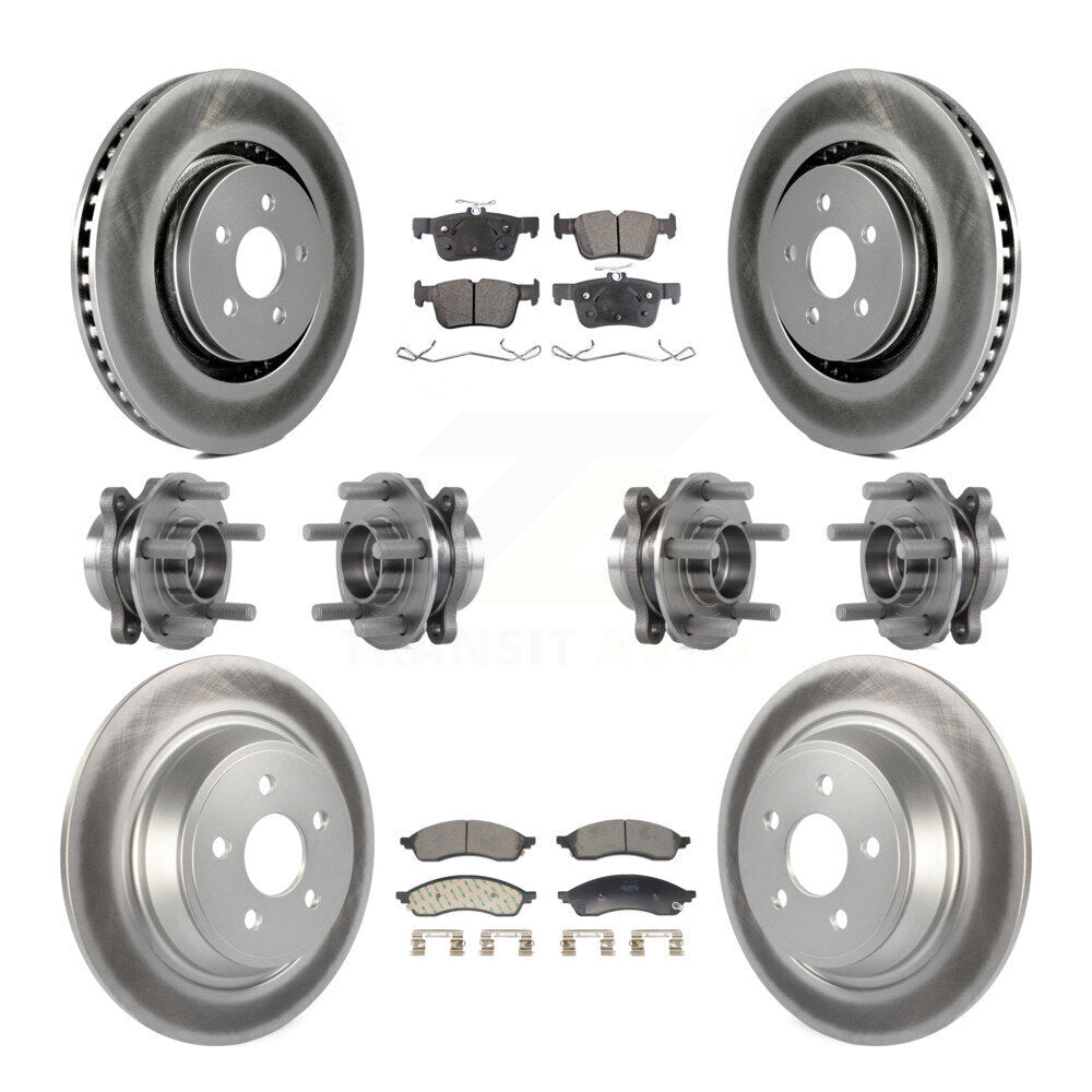 Front Rear Hub Bearing Coat Brake Rotor Pad Kit (10Pc) For 2022-2023 Lincoln Nautilus AWD KBB-130187