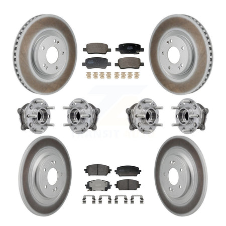 Front Rear Hub Bearing Coated Brake Rotor Pad Kit (10Pc) For 22-24 Hyundai Santa Cruz AWD KBB-130210