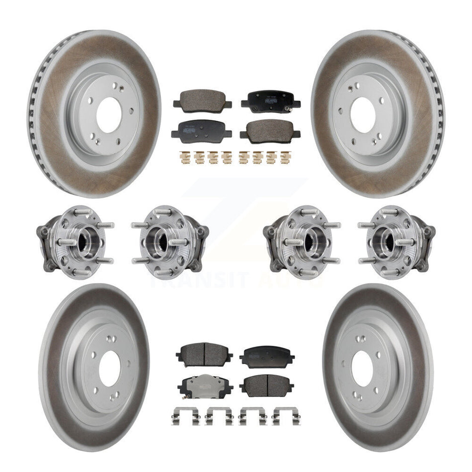 Front Rear Hub Bearing Coated Brake Rotor Pad Kit (10Pc) For 22-24 Hyundai Santa Cruz AWD KBB-130210