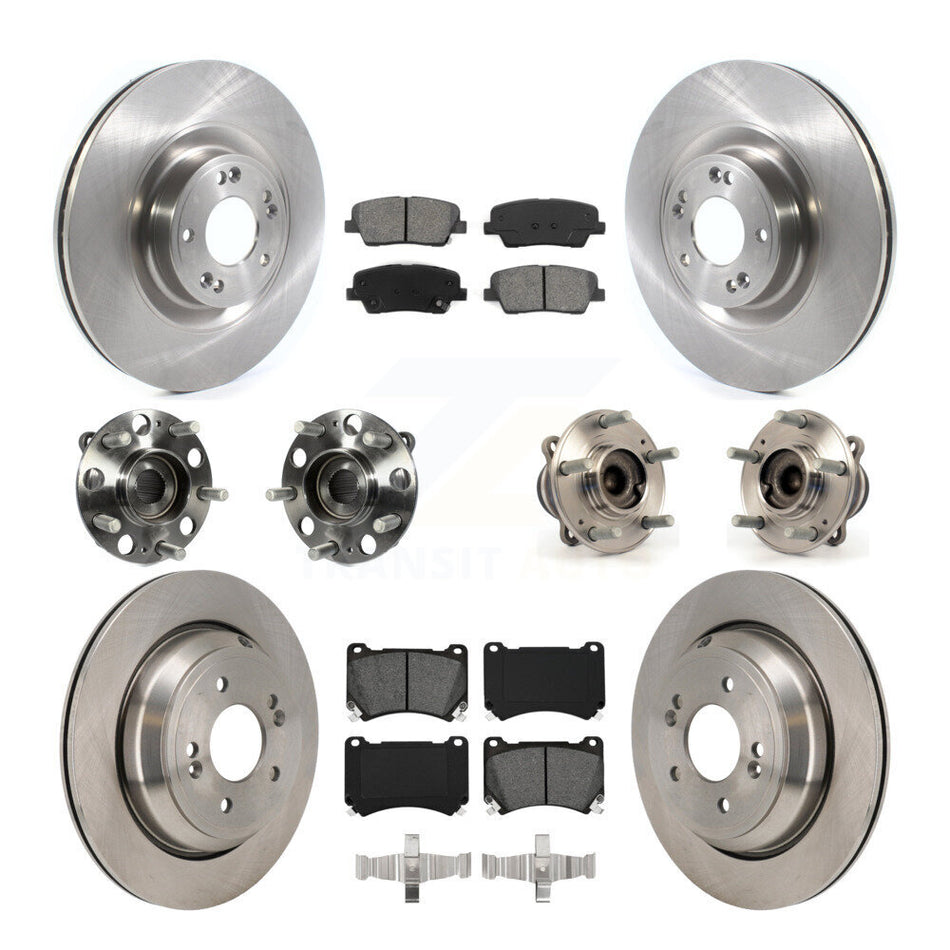 Front Rear Hub Bearings Disc Brake Rotors And Pads Kit (10Pc) For 2011 Hyundai Equus KBB-130220