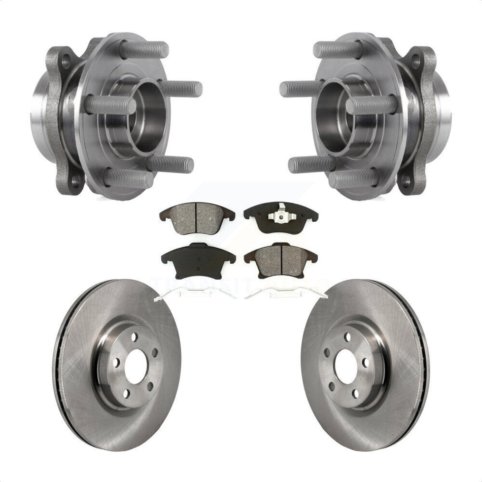Front Hub Bearing Assembly Disc Brake Rotors And Pads Kit For 2017-2020 Lincoln MKZ 2.0L KBB-130234