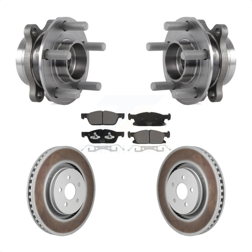 Front Hub Bearing Coat Brake Rotor Pads Kit For 20-24 Ford Edge With Red Painted Calipers KBB-130241