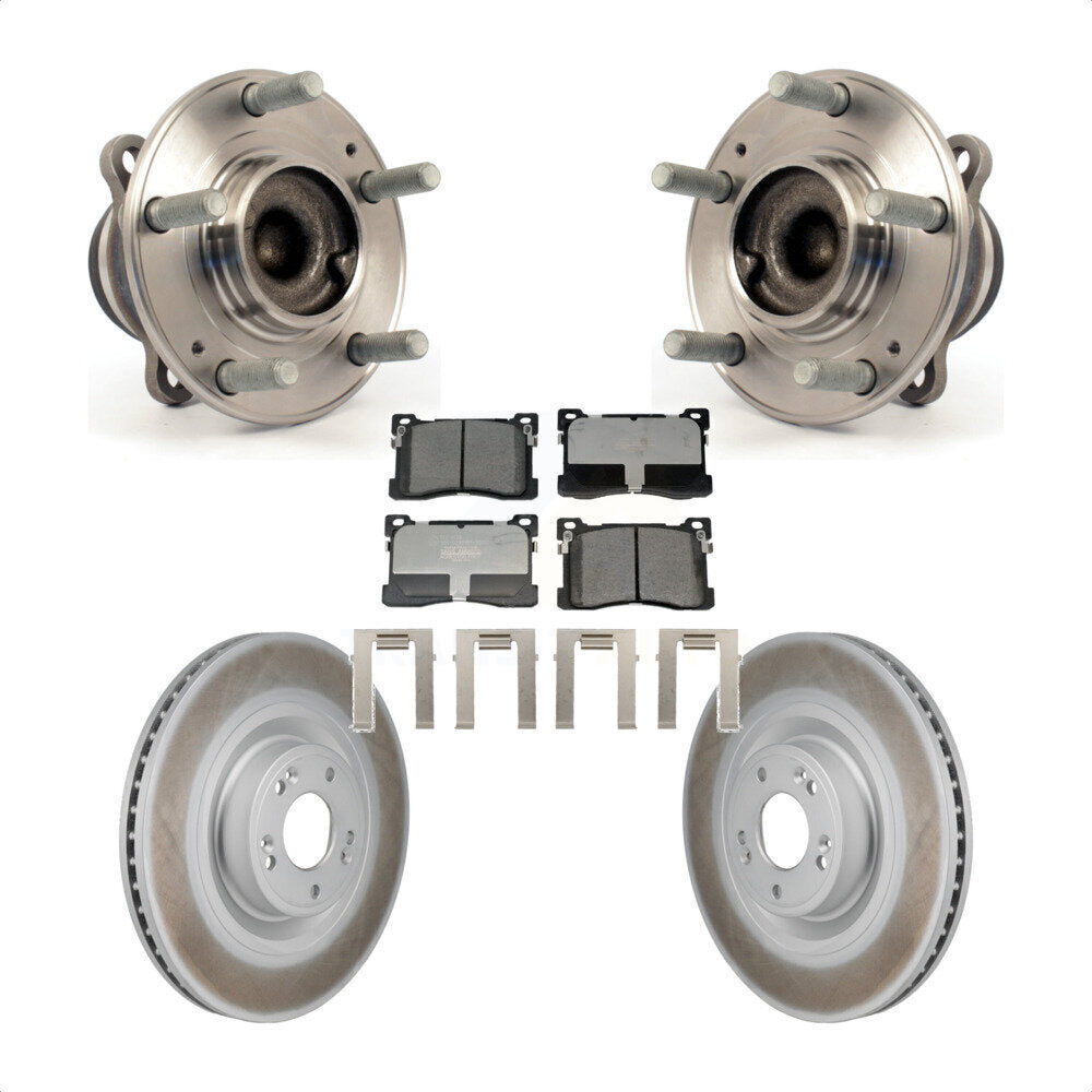 Front Hub Bearing Assembly Coated Disc Brake Rotor & Pads Kit For 2012-2016 Hyundai Equus KBB-130254