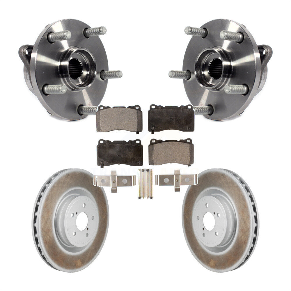 Front Hub Bearing Assembly Coated Brake Rotor And Pad Kit For 2004 Subaru Impreza WRX STI KBB-130276