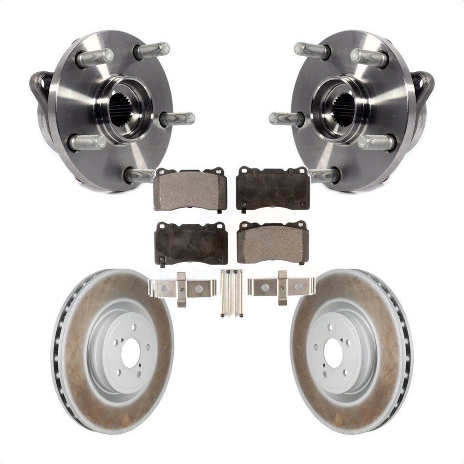 Front Hub Bearing Assembly Coated Brake Rotor And Pad Kit For 2004 Subaru Impreza WRX STI KBB-130276