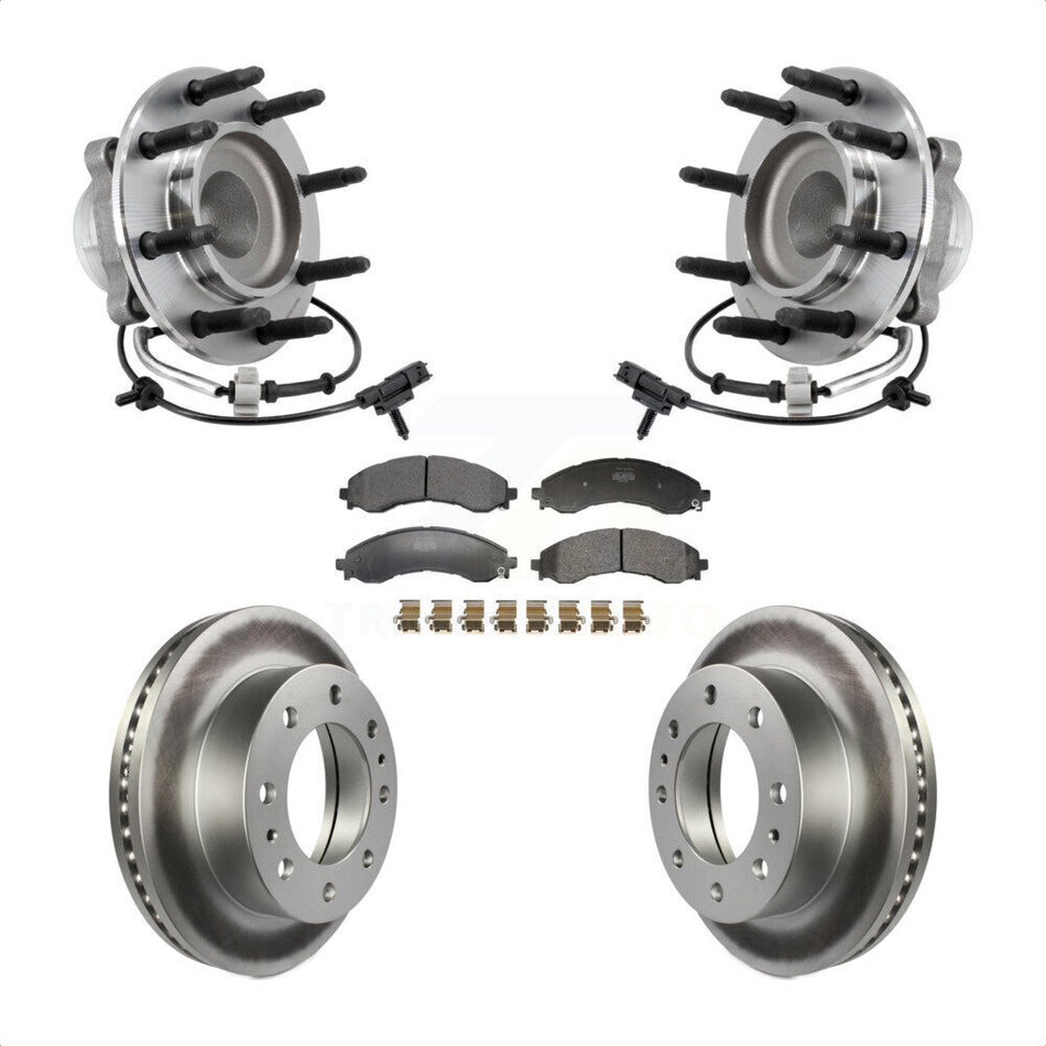 Front Hub Bearing Assembly Coated Disc Brake Rotors And Pads Kit For 2021 GMC Savana 4500 KBB-130292