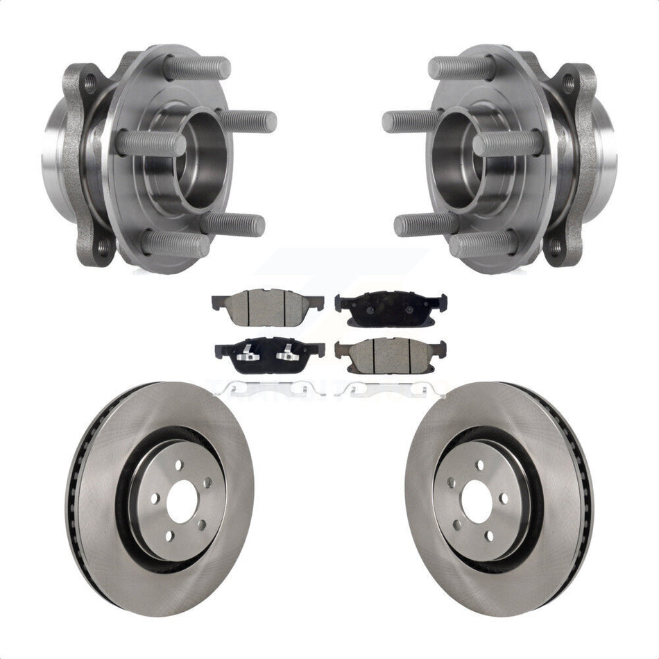 Front Hub Bearing Brake Rotor Pads Kit For 20-24 Ford Edge 2.7L With Red Painted Calipers KBB-130325