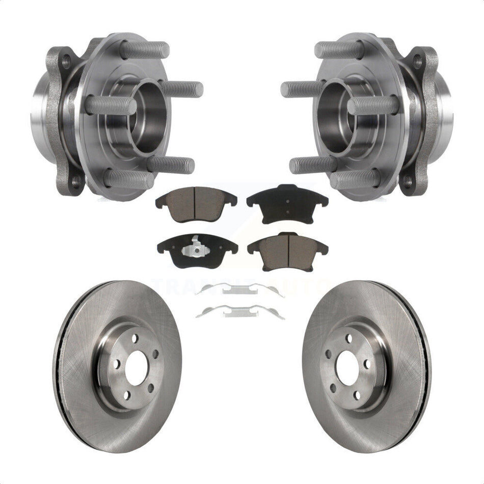Front Hub Bearing Assembly Disc Brake Rotors And Pads Kit For 2017-2020 Lincoln MKZ 2.0L KBB-130327