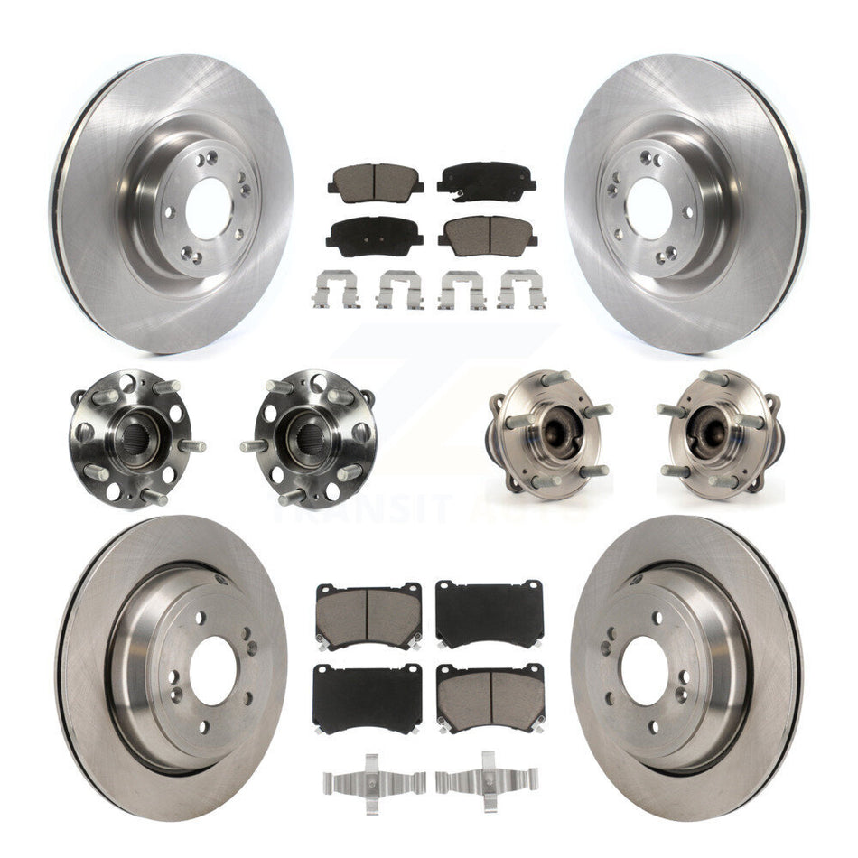 Front Rear Hub Bearing Disc Brake Rotor And Ceramic Pad Kit (10Pc) For 2011 Hyundai Equus KBB-130350