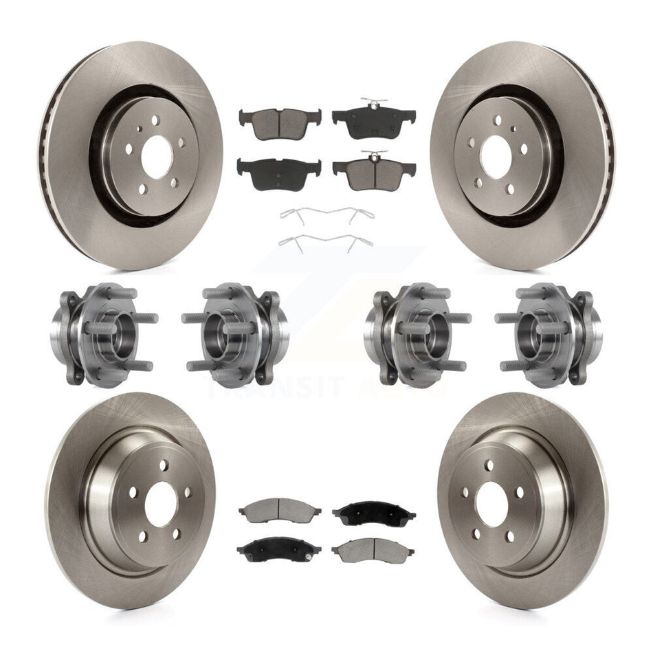 Front Rear Hub Bearing Disc Brake Rotor Pad Kit (10Pc) For 2022-2023 Lincoln Nautilus AWD KBB-130354