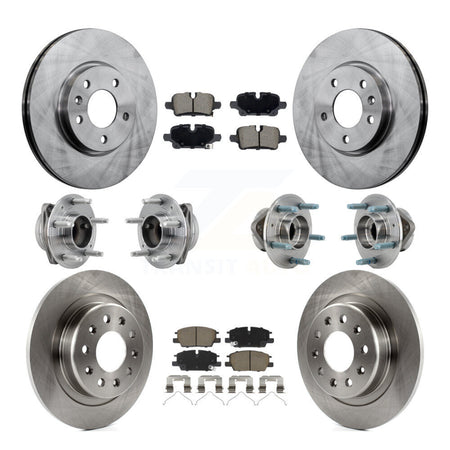 Front Rear Hub Bearing Brake Rotor & Pad Kit (10Pc) For Chevrolet Equinox GMC Terrain FWD KBB-130358