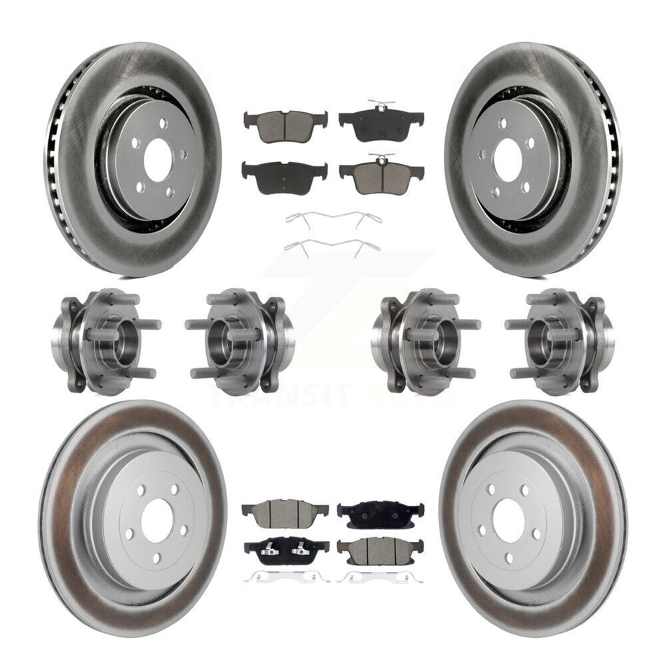Front Rear Hub Bearing Coat Brake Rotor Pad Kit (10Pc) For 2019-2023 Lincoln Nautilus AWD KBB-130361
