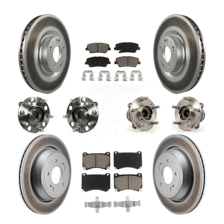 Front Rear Hub Bearing Coated Disc Brake Rotor And Pads Kit (10Pc) For 2011 Hyundai Equus KBB-130394