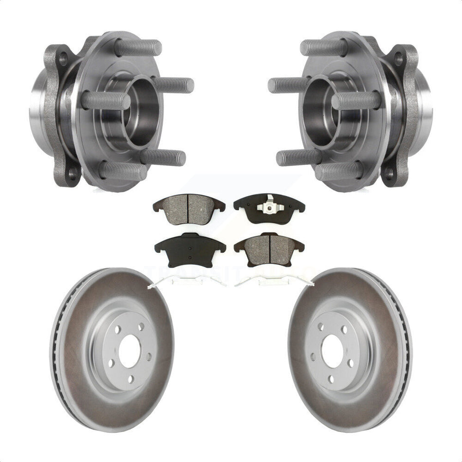 Front Hub Bearing Assembly Coated Disc Brake Rotor Pad Kit For 2017-2020 Lincoln MKZ 2.0L KBB-130403