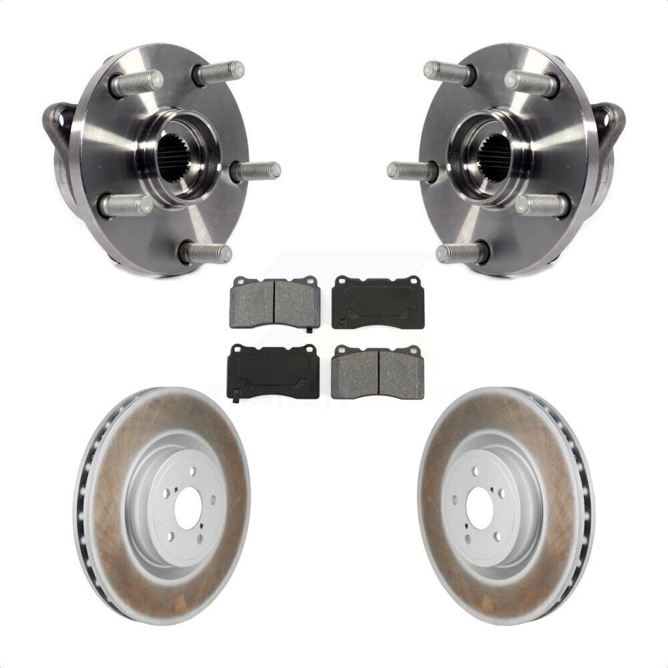 Front Hub Bearing Assembly Coated Brake Rotor And Pad Kit For 2004 Subaru Impreza WRX STI KBB-130404